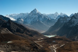 Ama Dablam seen from the Cho La pass in the Khumbu region of Nep