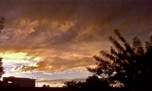 sunset over downtown